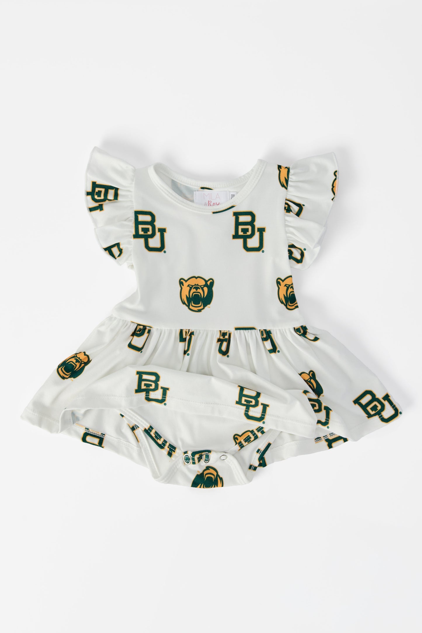 Baylor White Bear Flutter Twirl Bodysuit