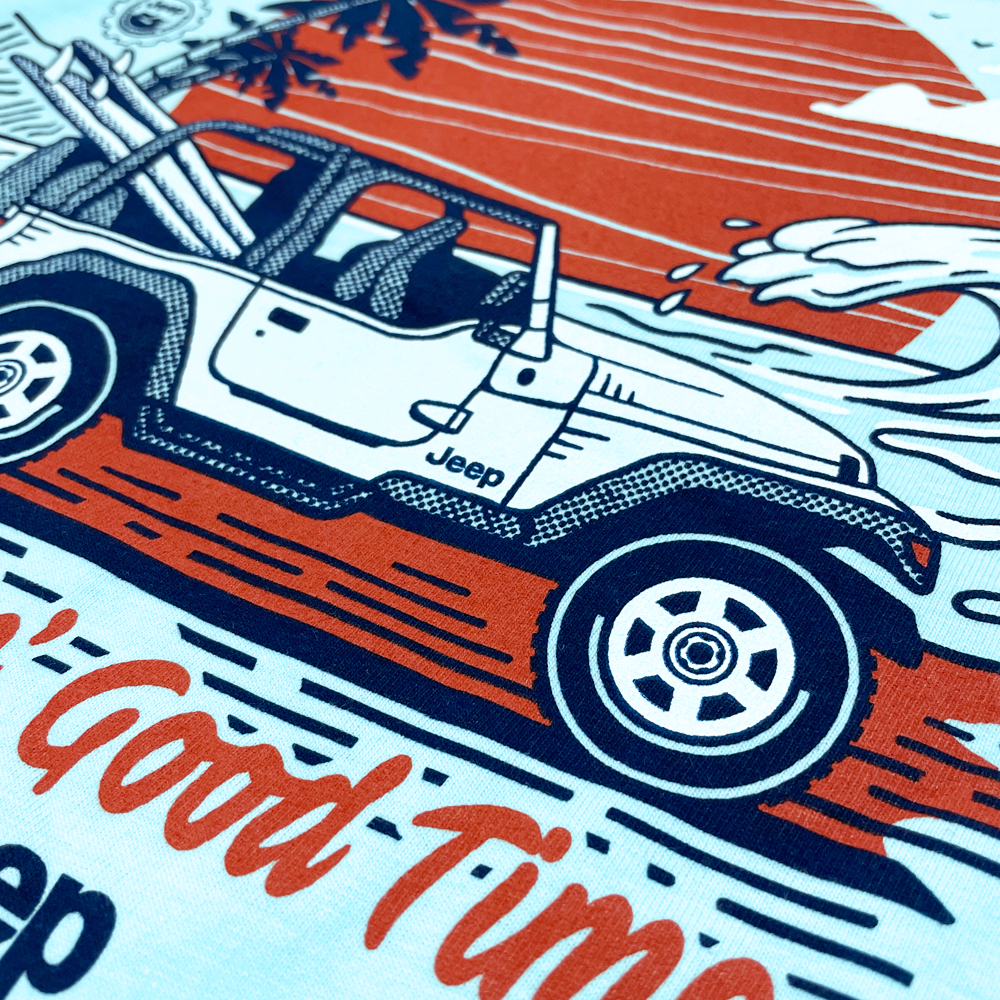 Mens Jeep® Wrangler Beachin' Good Time T-Shirt - Ice Blue Heather