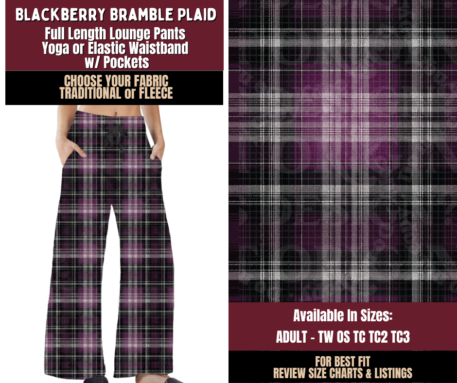 Preorder! Closes 7/22. ETA Oct. Blackberry Bramble Plaid Lounge Pants Choose Fleece or Traditional