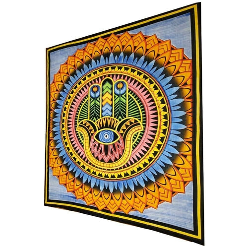 Hand Of Fatima Cotton Tapestry 90x80 Inch Wall Art Decor