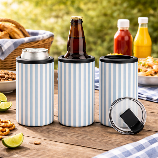 4-in-1 Coastal Blue Pinstripe Tumbler