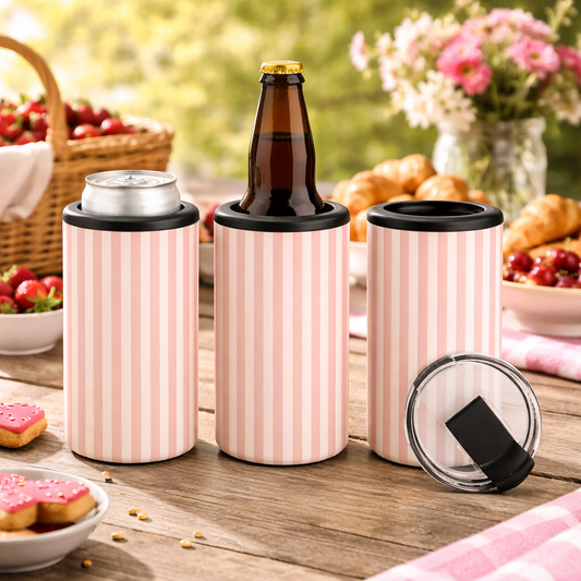 4-in-1 Blush Pink Pinstripe Tumbler