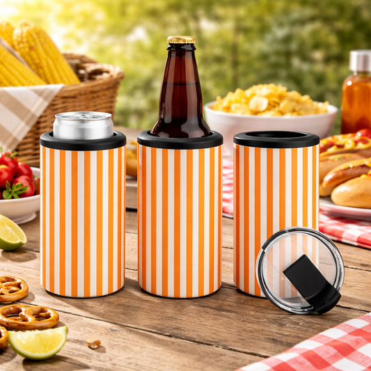 4-in-1 Bright Orange Pinstripe Tumbler