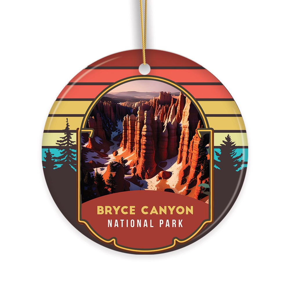 Bryce Canyon National Park Retro Style Ornament, Utah Tourist Attraction and Gift