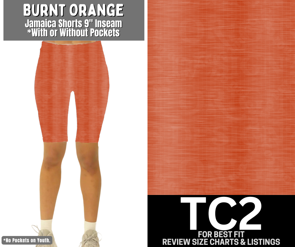 Burnt Orange Jamaica Shorts w/ Pockets
