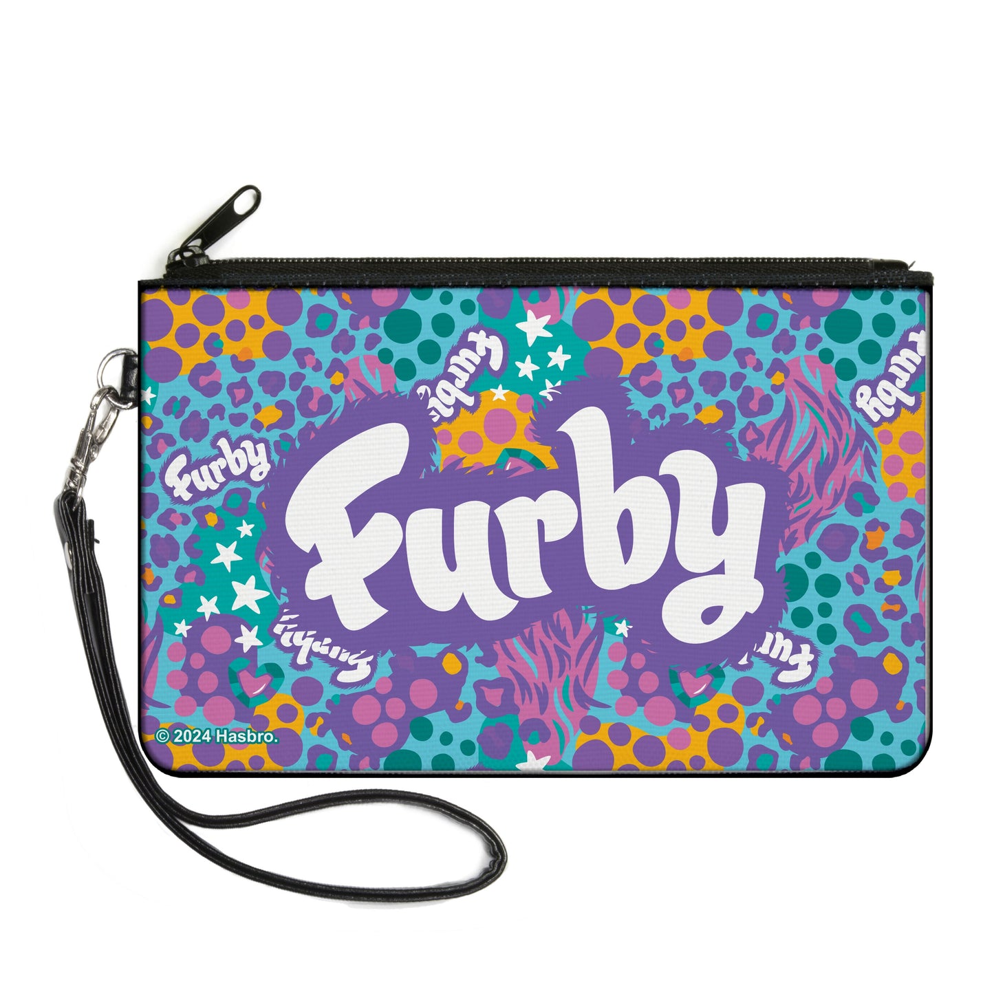 Canvas Zipper Wallet - LARGE - FURBY Title Logo Fur Print Blues/Purple/White