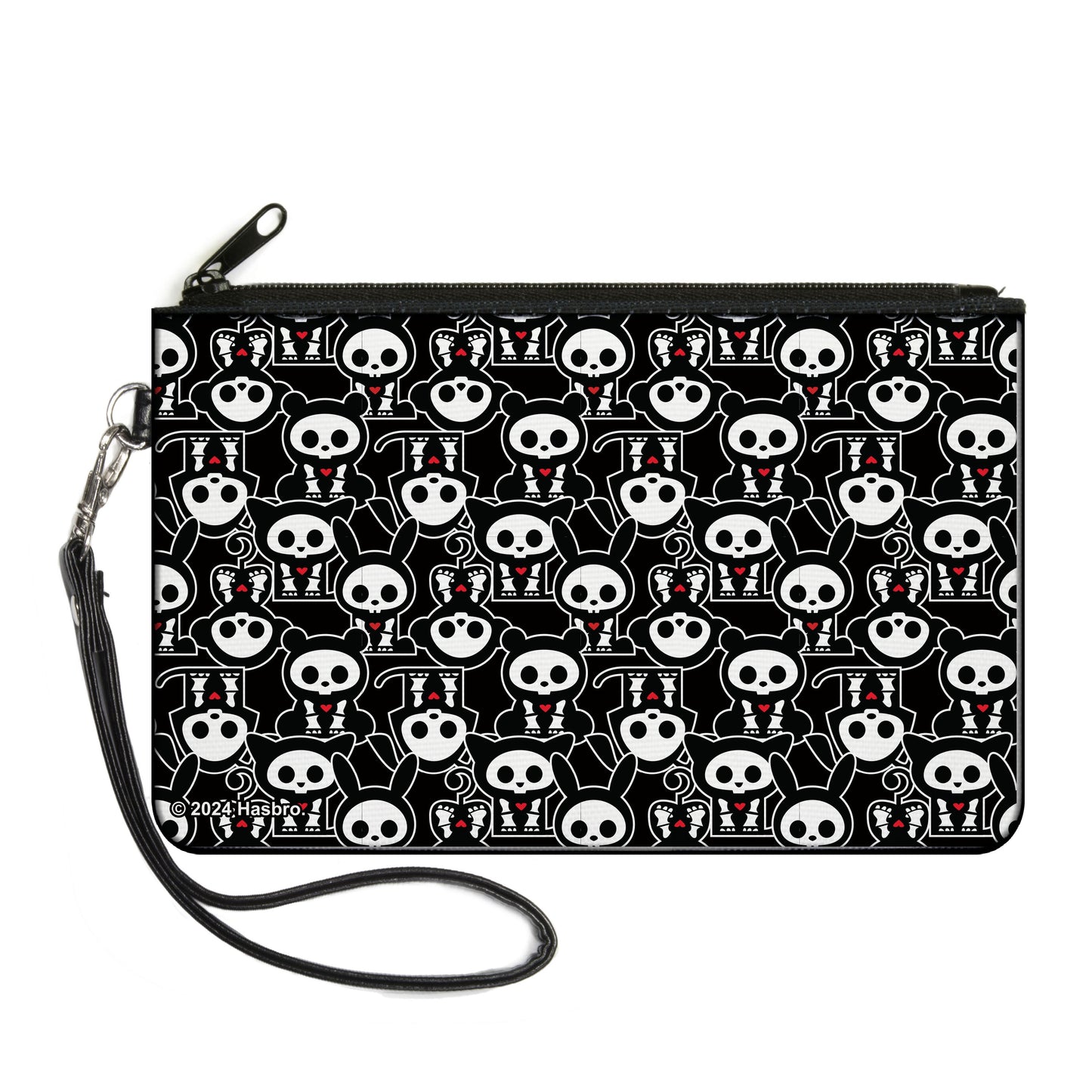 Canvas Zipper Wallet - LARGE - Skelanimals Animal Flip Poses Stacked Black/White/Red