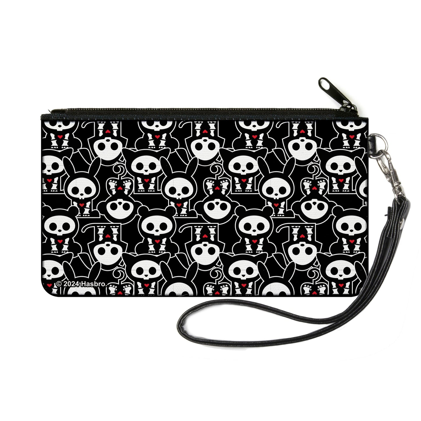 Canvas Zipper Wallet - SMALL - Skelanimals Animal Flip Poses Stacked Black/White/Red
