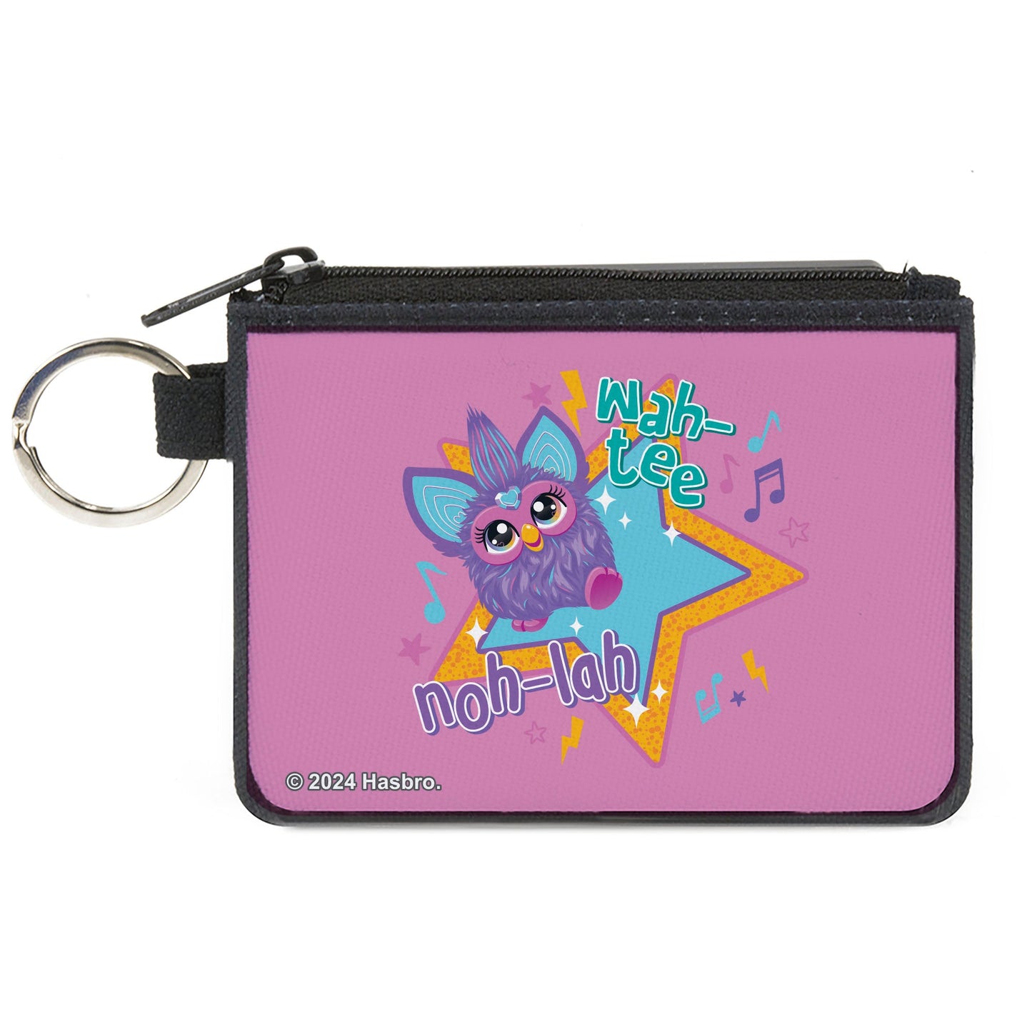 Canvas Zipper Wallet - MINI X-SMALL - Furby Purple Furby NOH-LAH WAH-TEE Star Pose Pink/Multi Color