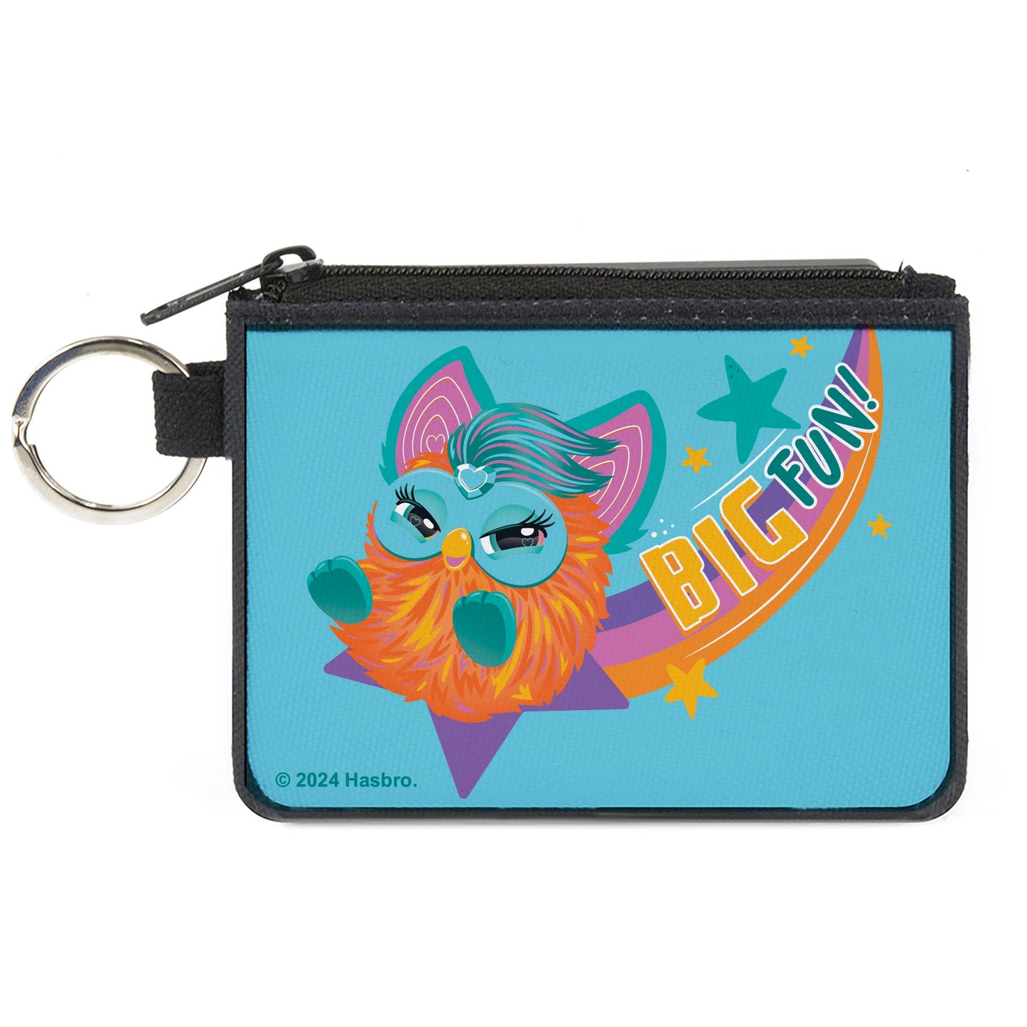 Canvas Zipper Wallet - MINI X-SMALL - Furby Orange Furby BIG FUN Sliding Pose Blue