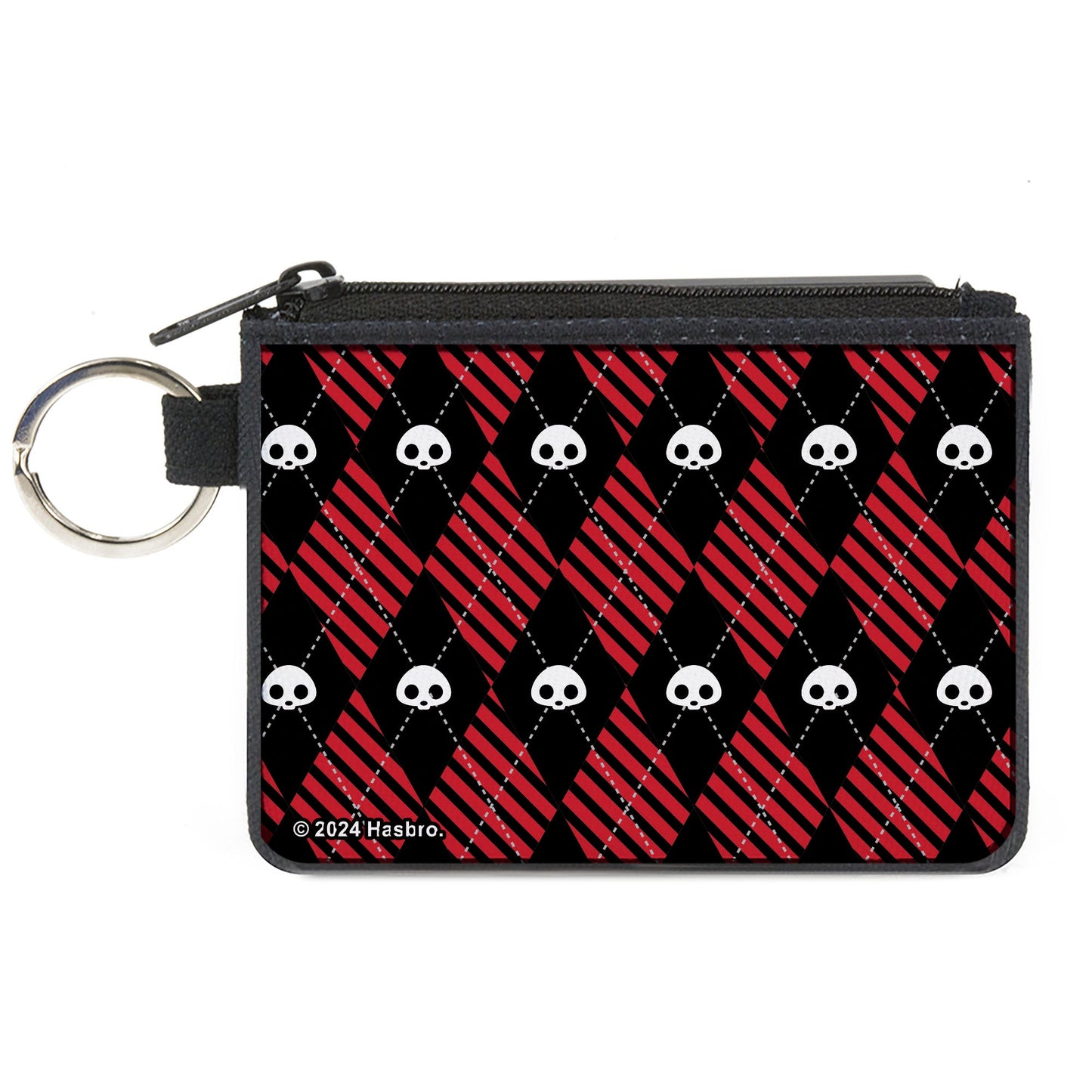 Canvas Zipper Wallet - MINI X-SMALL - Skelanimals Face Logo Diamond Plaid Black/Red/White