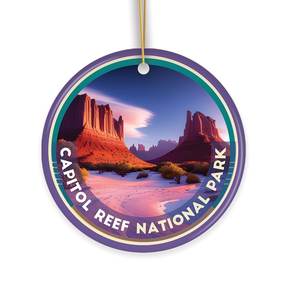 Capitol Reef National Park Retro Style Ornament, Utah Tourist Attraction and Gift