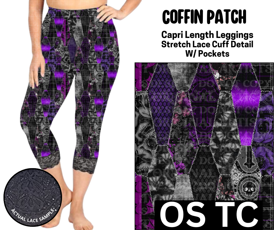 Coffin Patch Lace Cuff Capris w/ Pockets