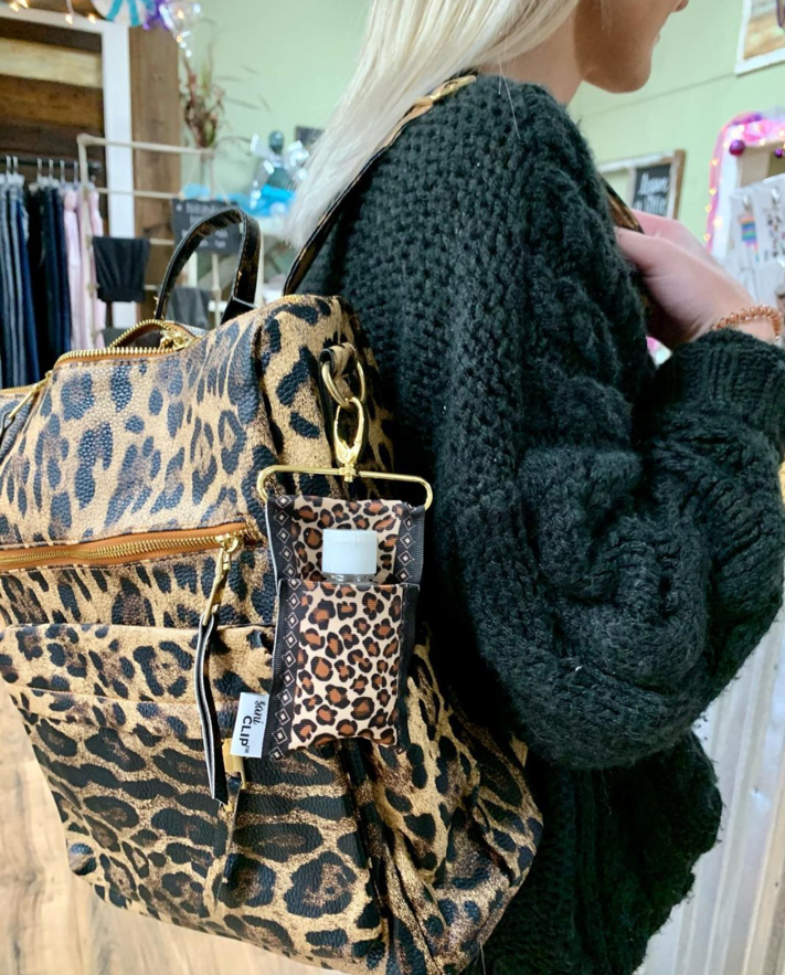 Leopard SaniClip Hand Sanitizer Holder - made to order