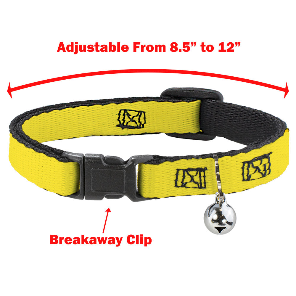 Breakaway Cat Collar with Bell - Peanuts Snoopy Silhoutte Pose Black/Rainbow Multi Color