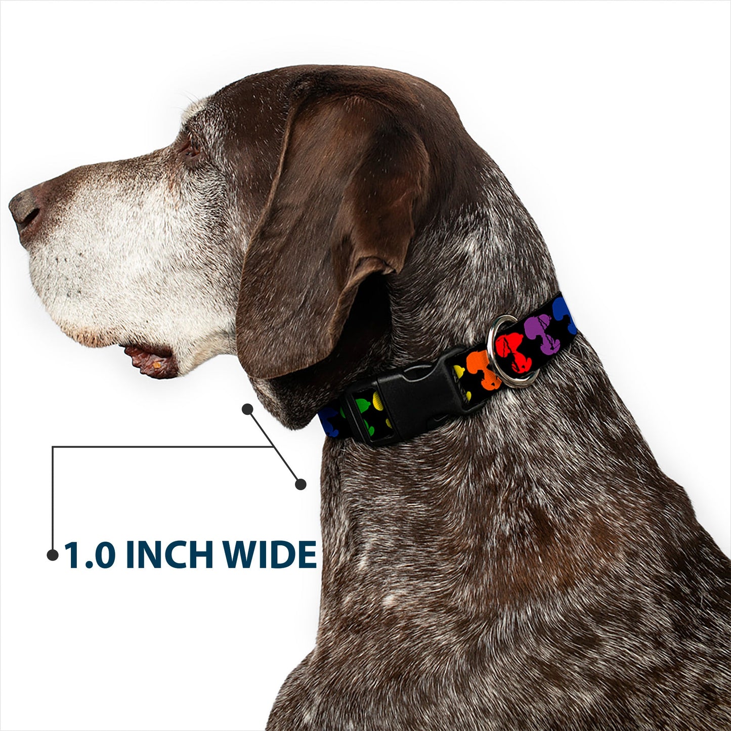 Plastic Clip Collar - Peanuts Snoopy Silhoutte Pose Black/Rainbow Multi Color