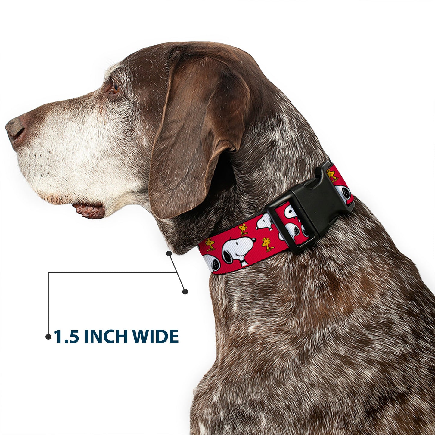 Plastic Clip Collar - Peanuts Snoopy and Woodstock Poses Scattered Red