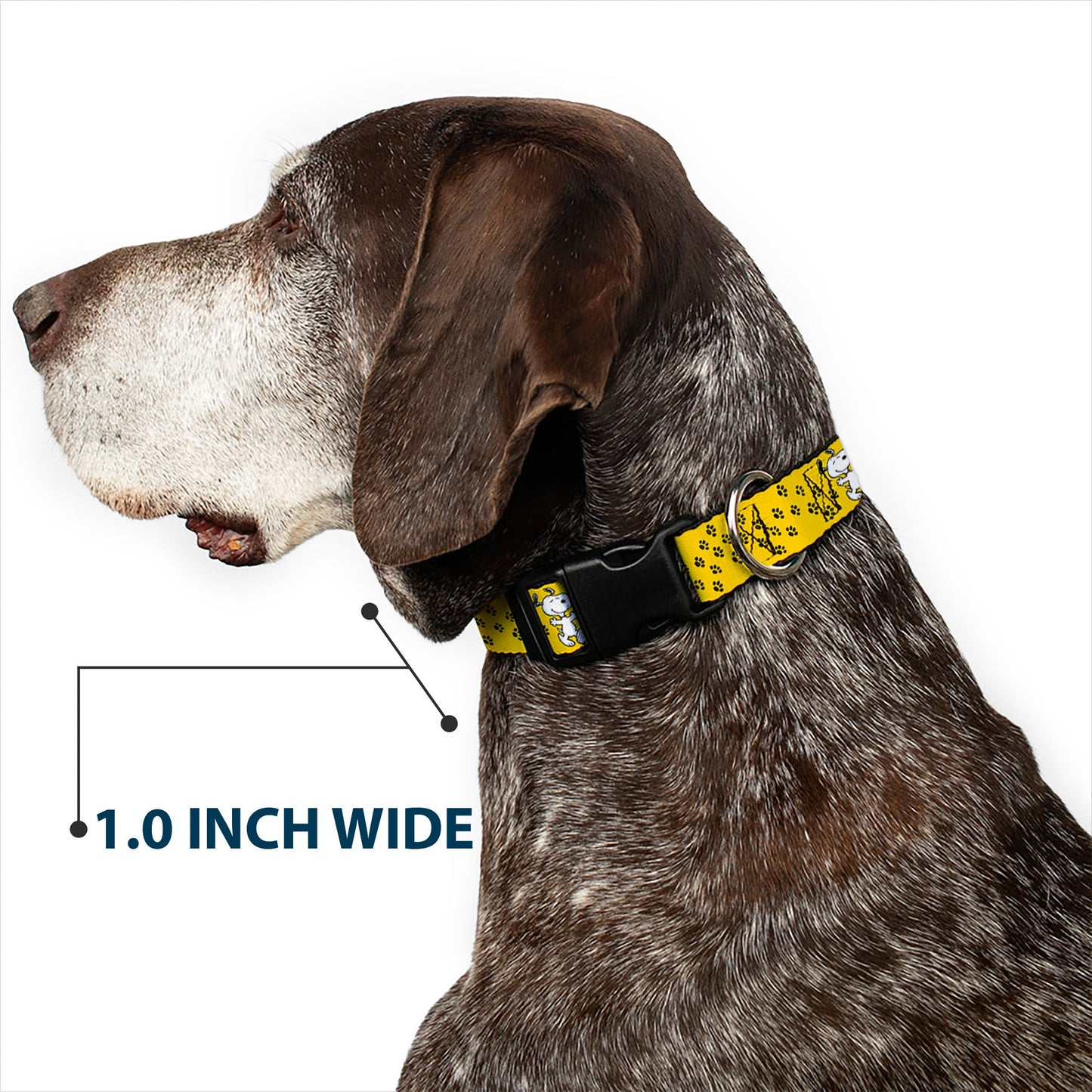 Plastic Clip Collar - Peanuts Snoopy Smiling Pose/Paw Print Yellow/Black/White