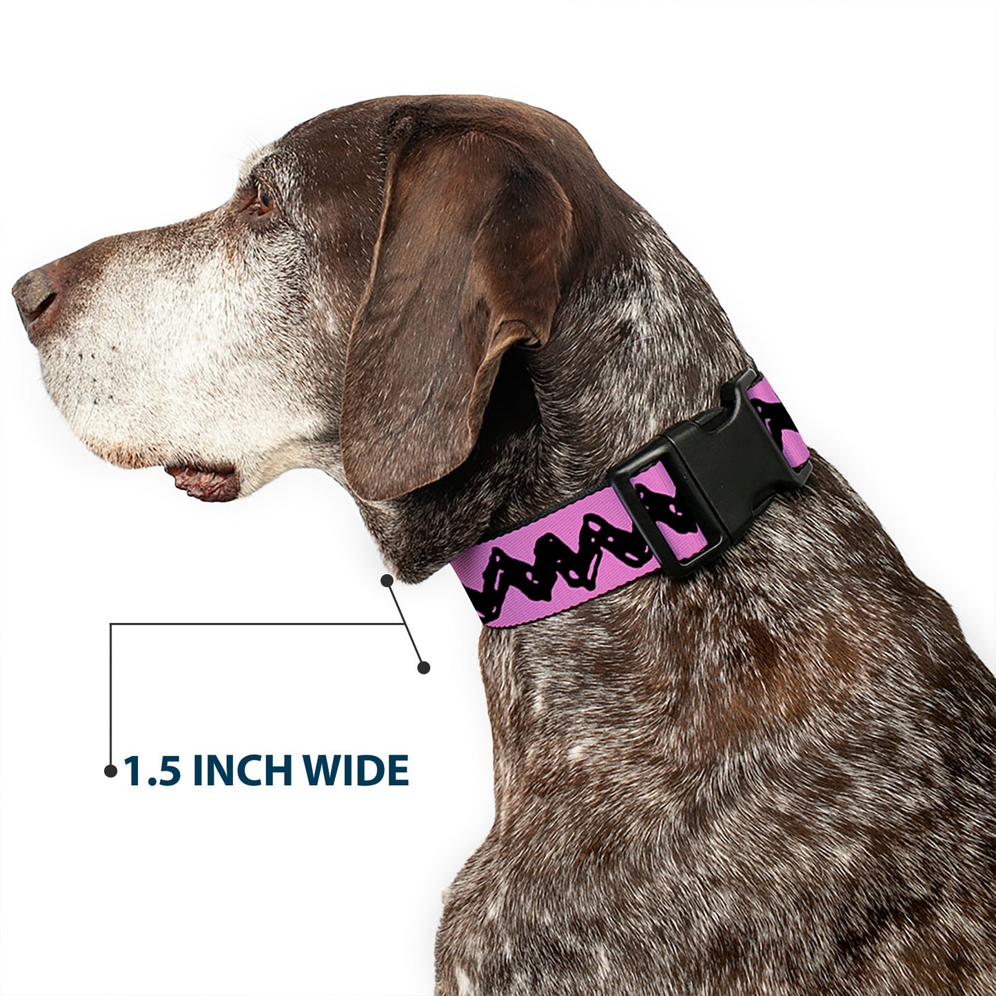 Plastic Clip Collar - Peanuts Charlie Brown Zig Zag Stripe Pink/Black