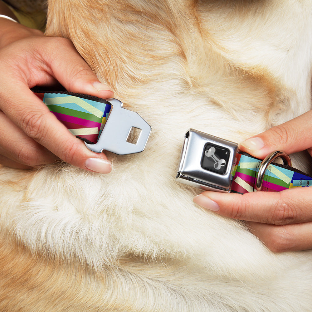 Dog Bone Seatbelt Buckle Collar - Geometric10 Multi Color