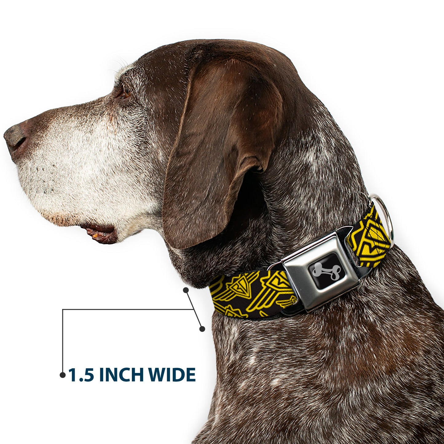 Dog Bone Seatbelt Buckle Collar - BD Logo Scattered Black/Yellow