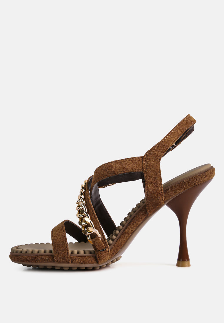 Domeda Metal Chain Mid Heel Sandal