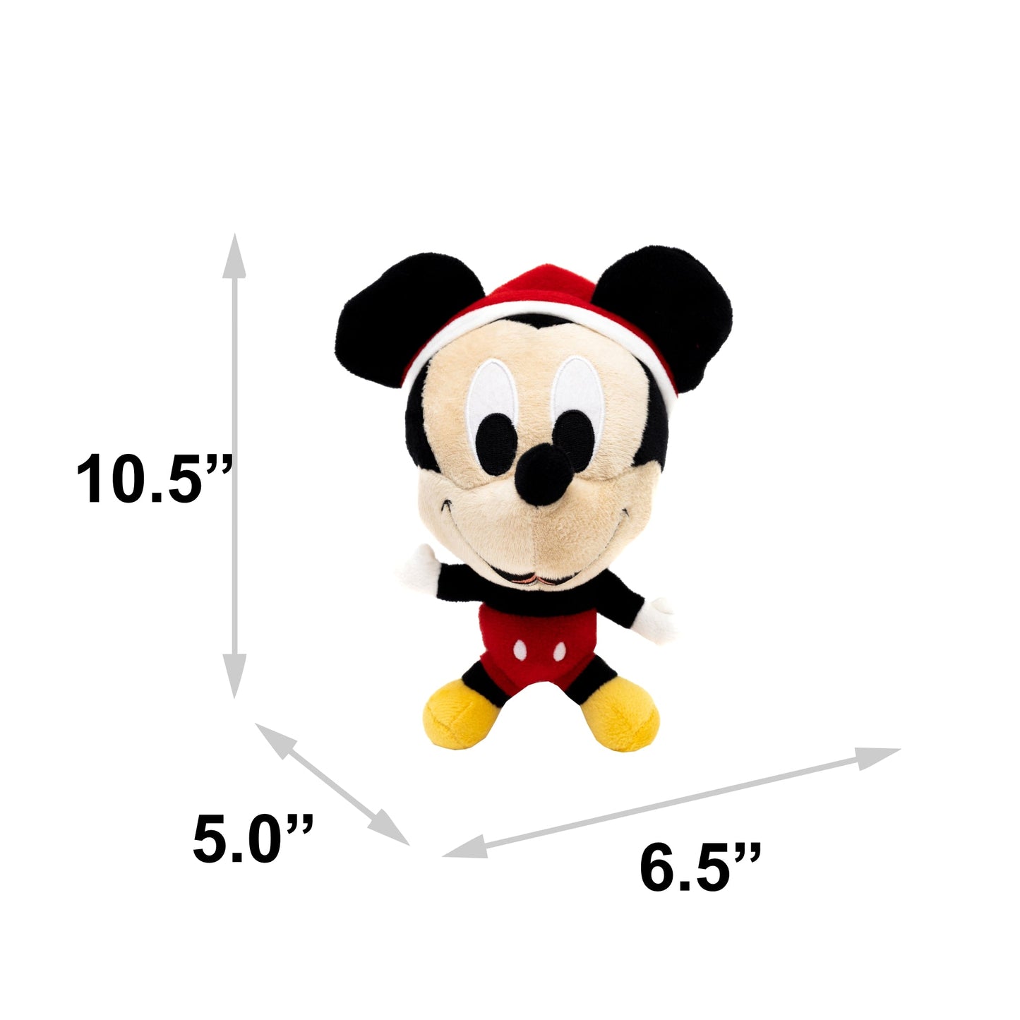 Dog Toy Squeaker Plush - Mickey Mouse Santa Hat Full Body Pose