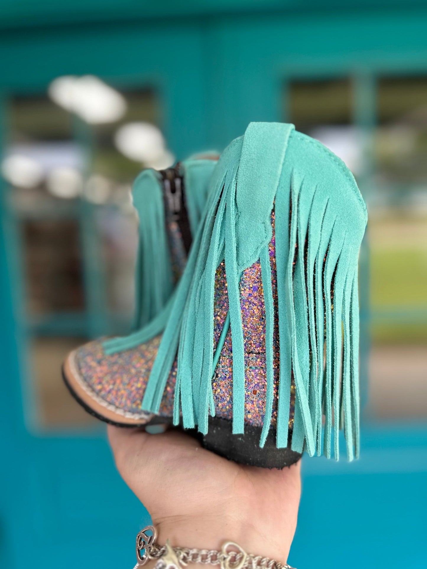 Blue Sparkle With Fringe Tanner Mark Boots