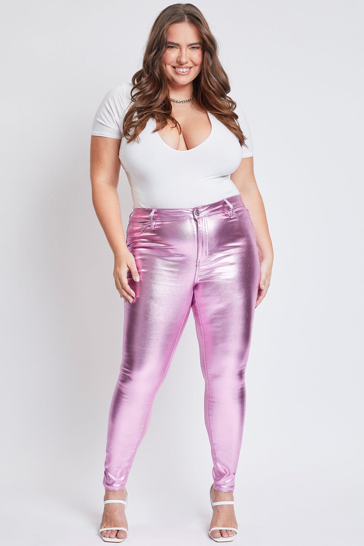 Women's Plus Hyperstretch Metallic Skinny Pants