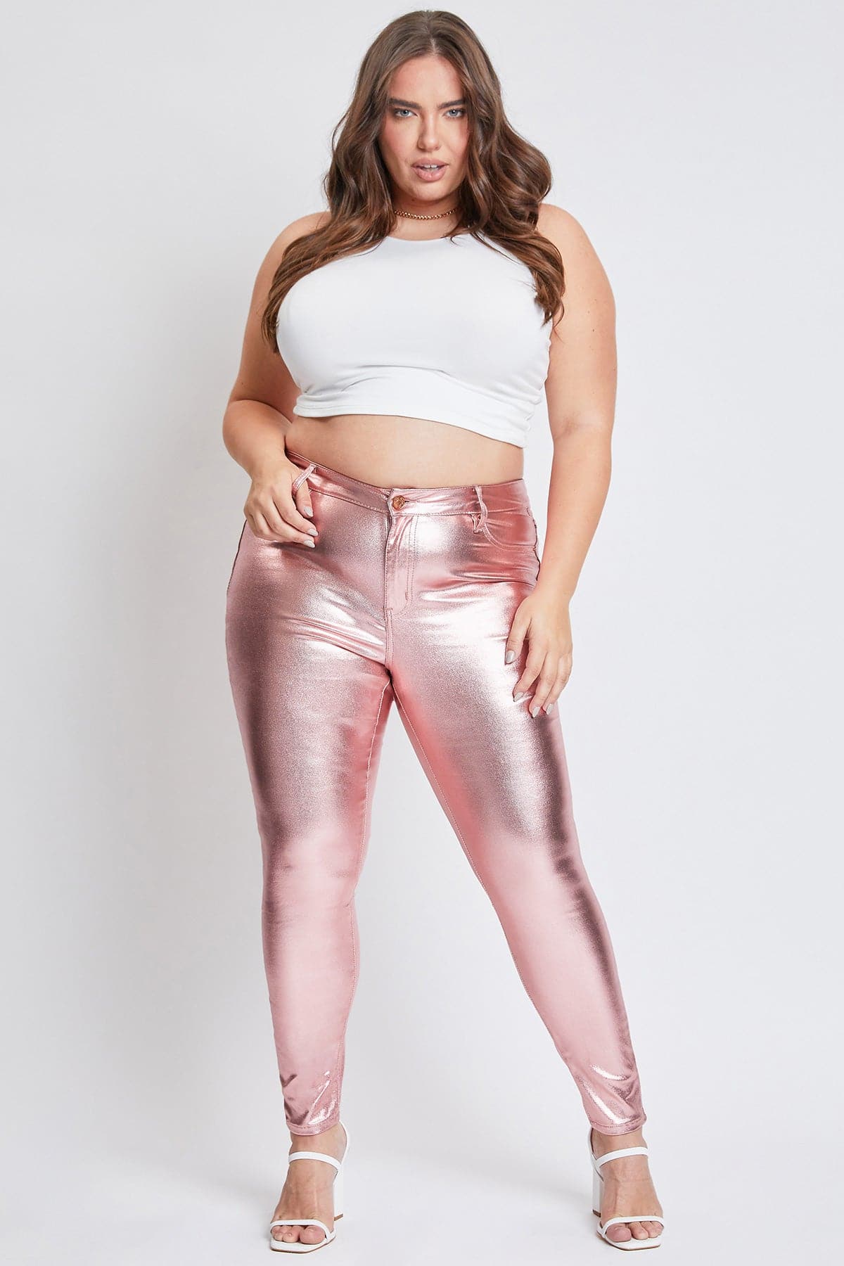 Women's Plus Hyperstretch Metallic Skinny Pants