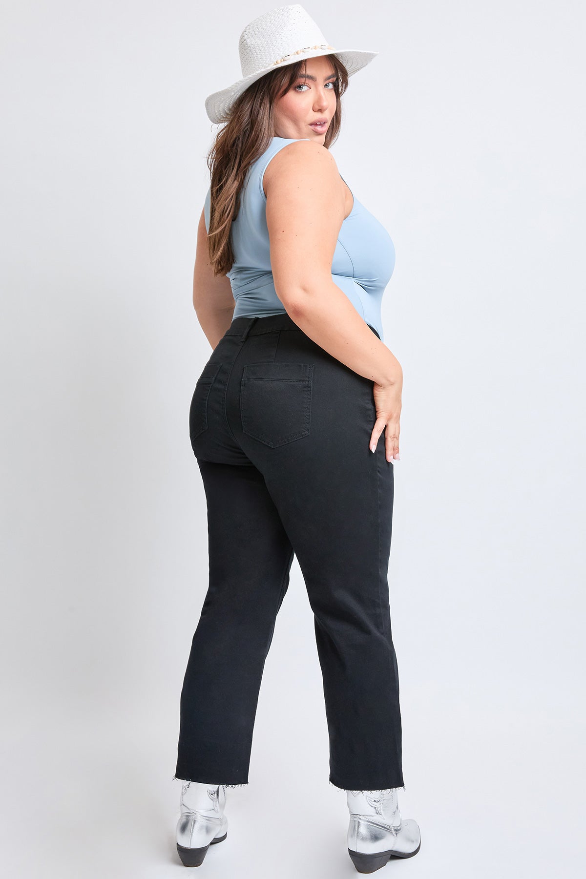 Women's Plus High-Rise Cropped Hyperstretch Wide Leg Trouser