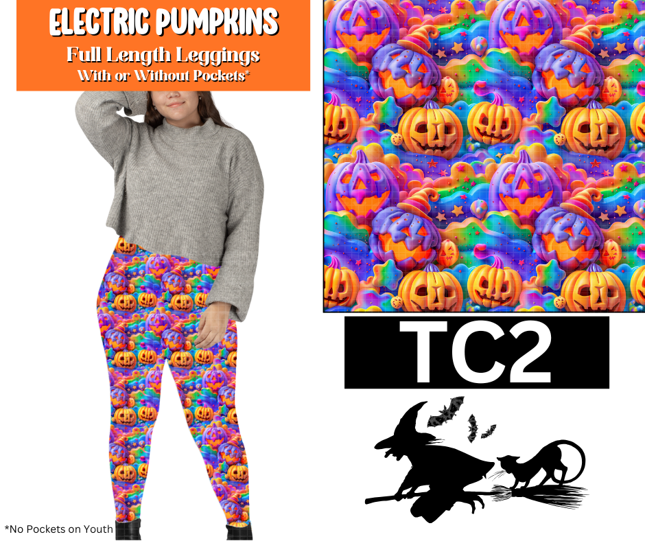 Electric Pumpkins Full Length Leggings w/ Pockets