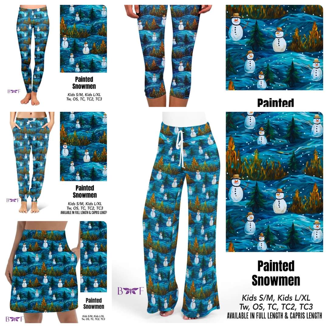 Painted Snowmen skorts and leggings with pockets