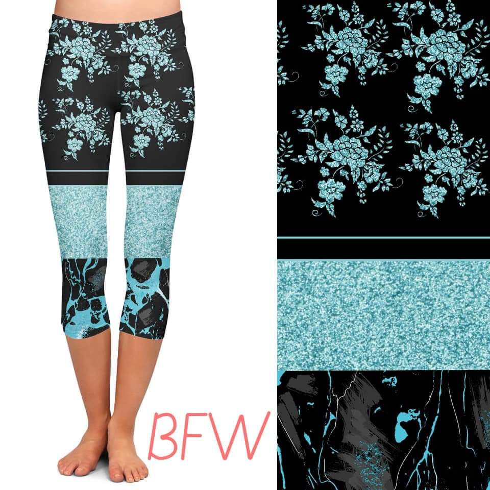 Vintage Teal leggings and capris with pockets