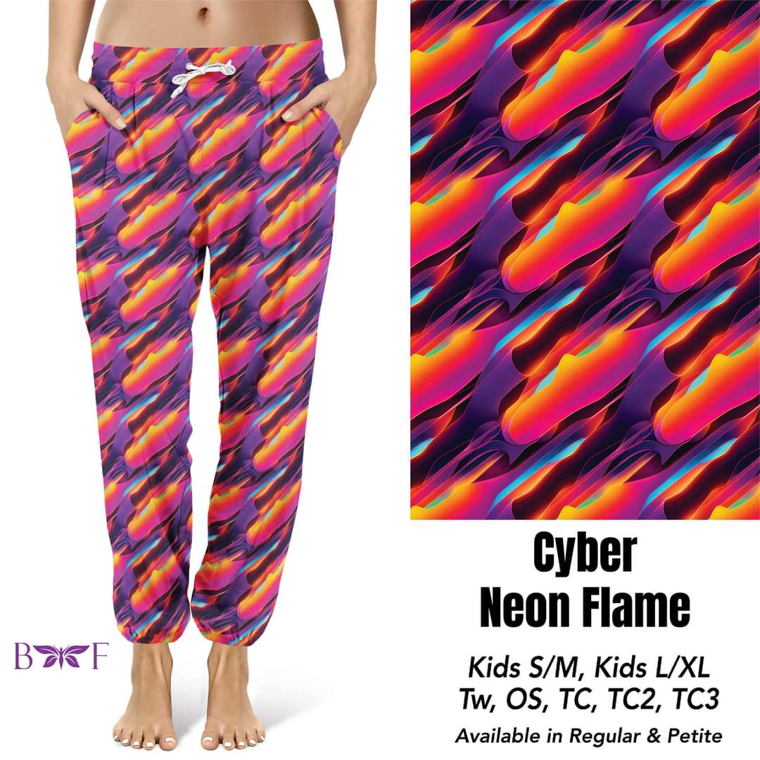 Cyber Neon Flame Capris