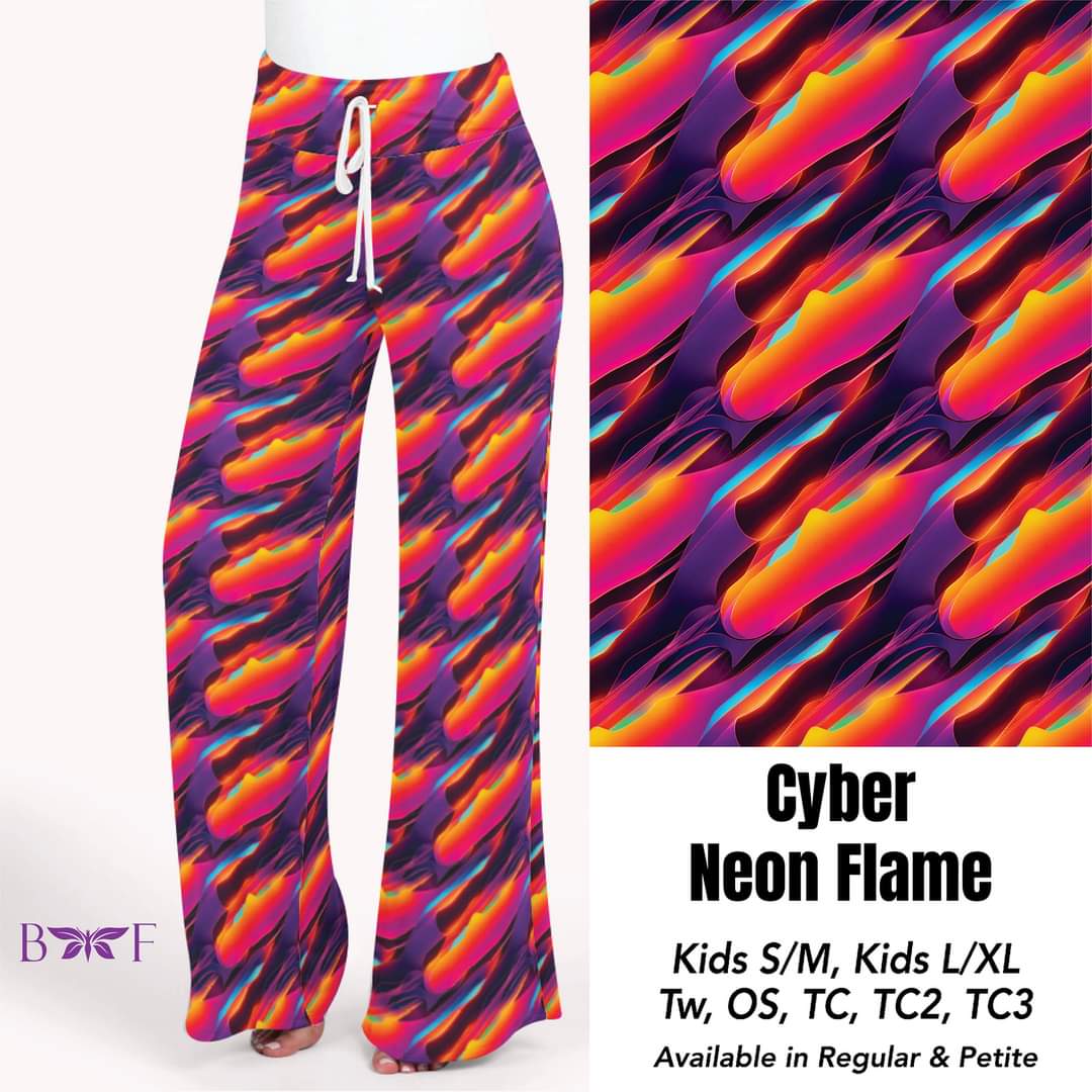 Cyber Neon Flame Capris