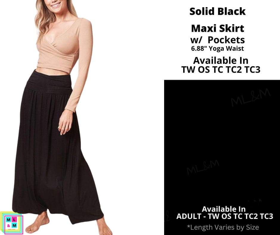 Solid Black Maxi Skirt (OS)