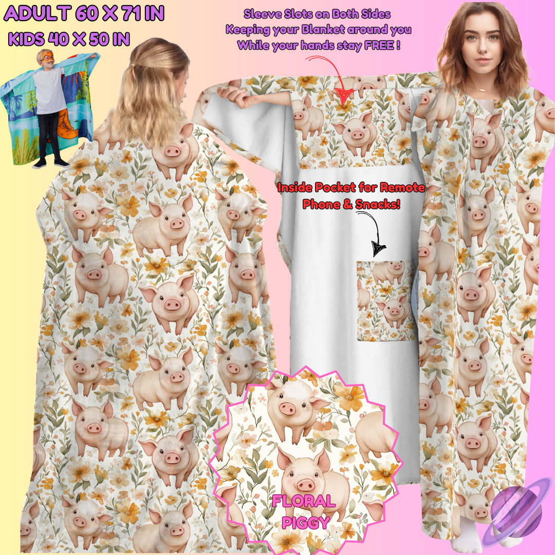 WEARABLE THROW RUN-FLORAL PIGGY-PREORDER CLOSING 8/31- ETA LATE NOV./EARLY DEC.