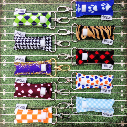 Light Blue and White Gingham LippyClip® Lip Balm Holder