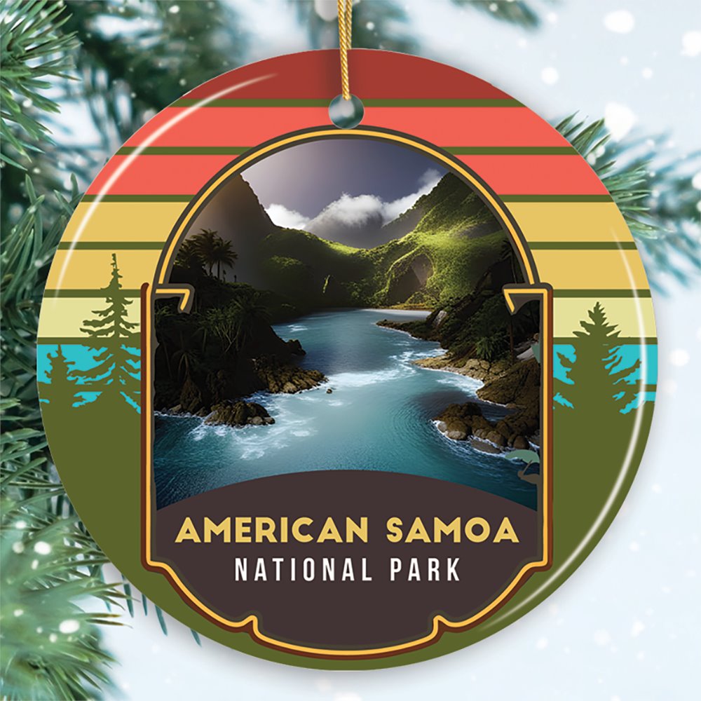 American Samoa National Park Retro Style Ornament, Tutuila Tourist Attraction and Gift