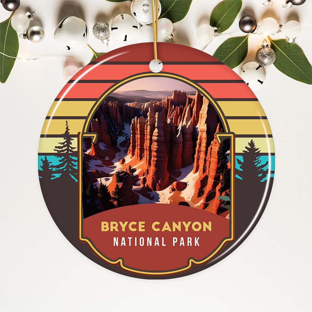 Bryce Canyon National Park Retro Style Ornament, Utah Tourist Attraction and Gift