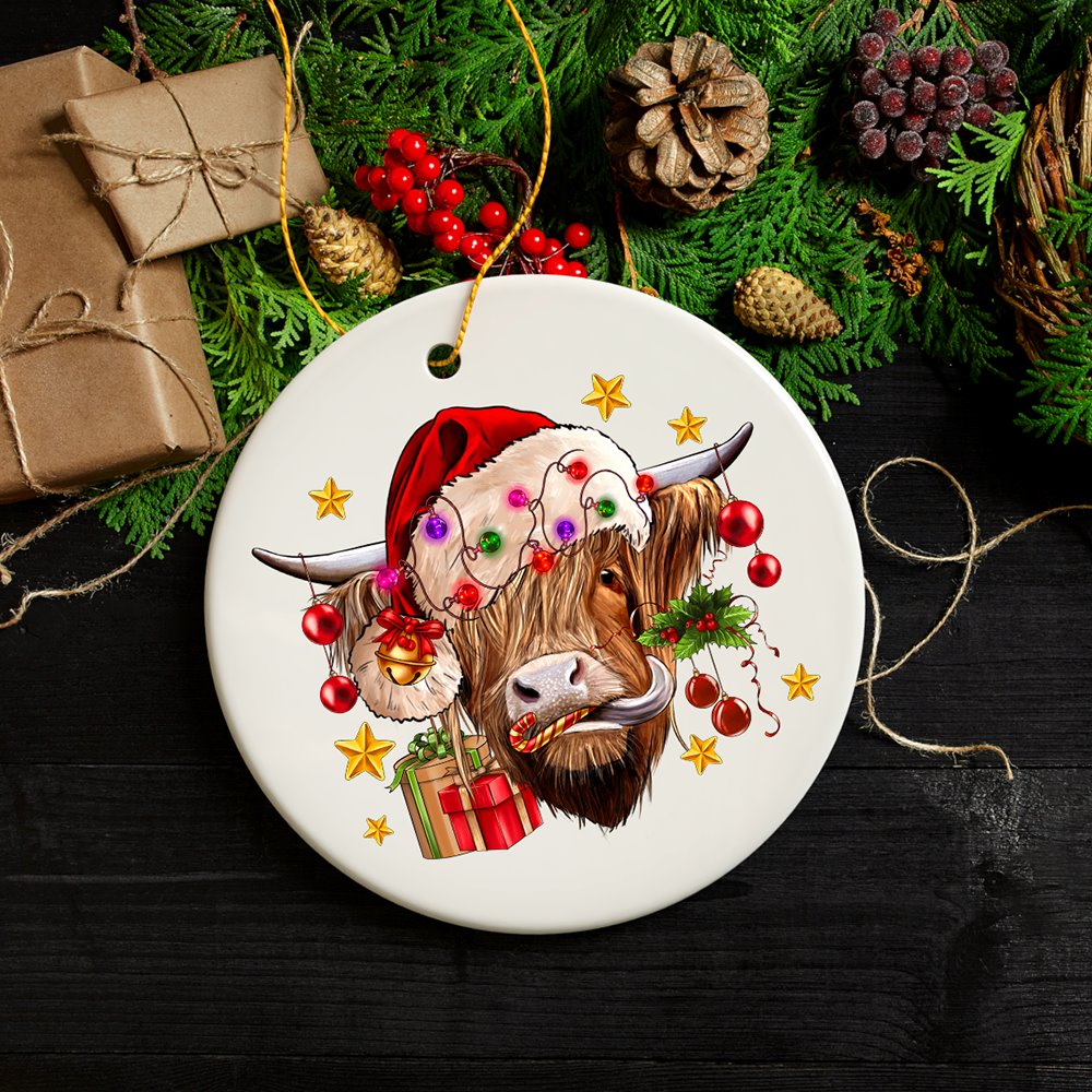 Highland Cow Christmas Ornament, Cattle Tree Decoration