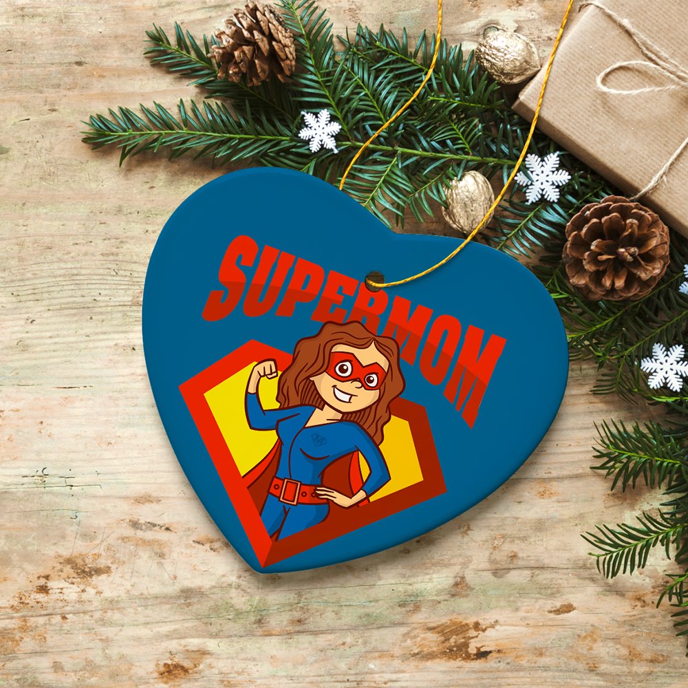 Supermom Christmas Ornament, Superhero Themed Gift for Mom