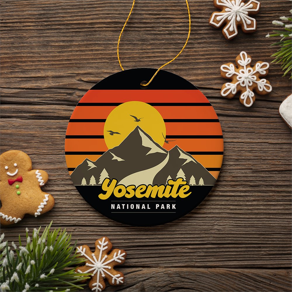 Yosemite National Park Retro Style Ornament, California USA Tourist Attraction and Gift