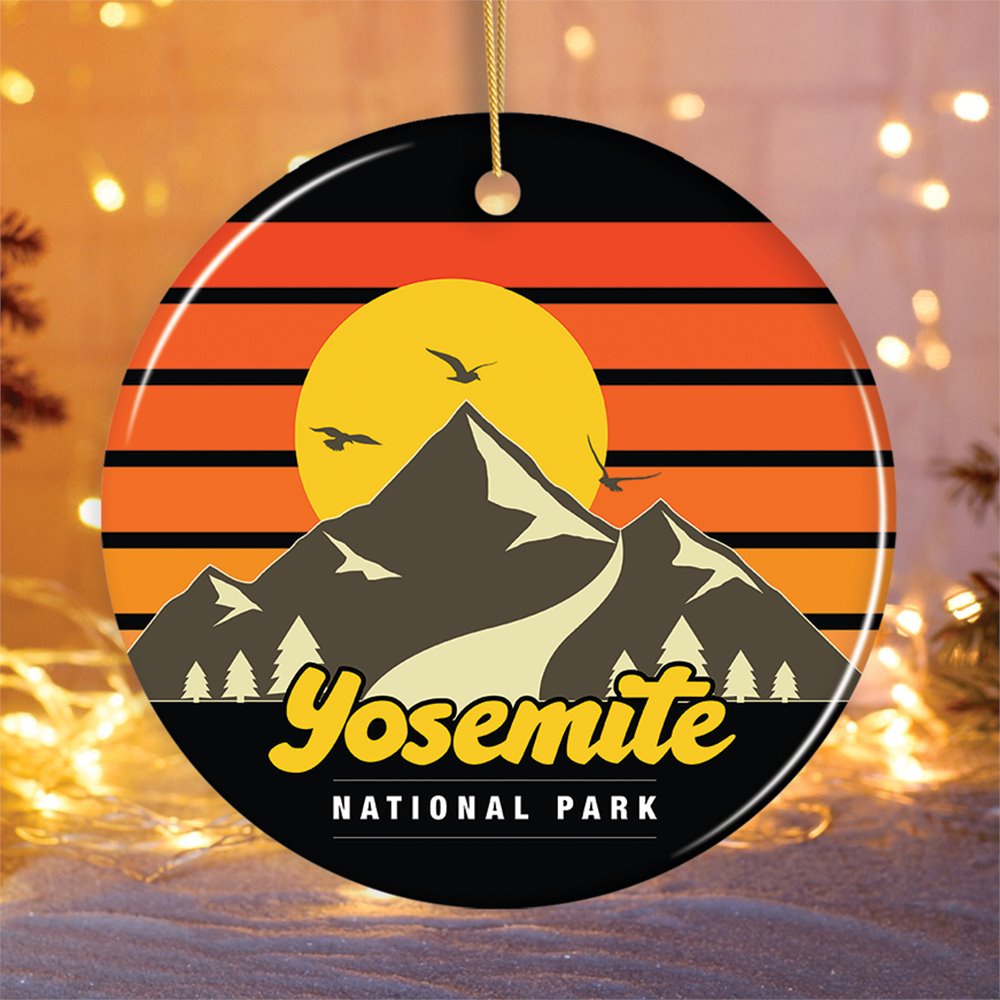 Yosemite National Park Retro Style Ornament, California USA Tourist Attraction and Gift