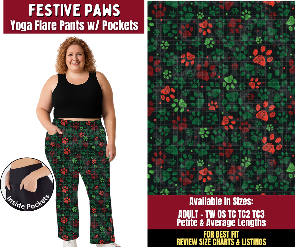 Preorder! Closes 8/24. ETA Nov. Festive Paws Yoga Flare Pants