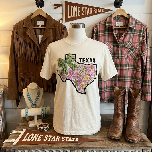Floral Bow Texas Adult Graphic Tee