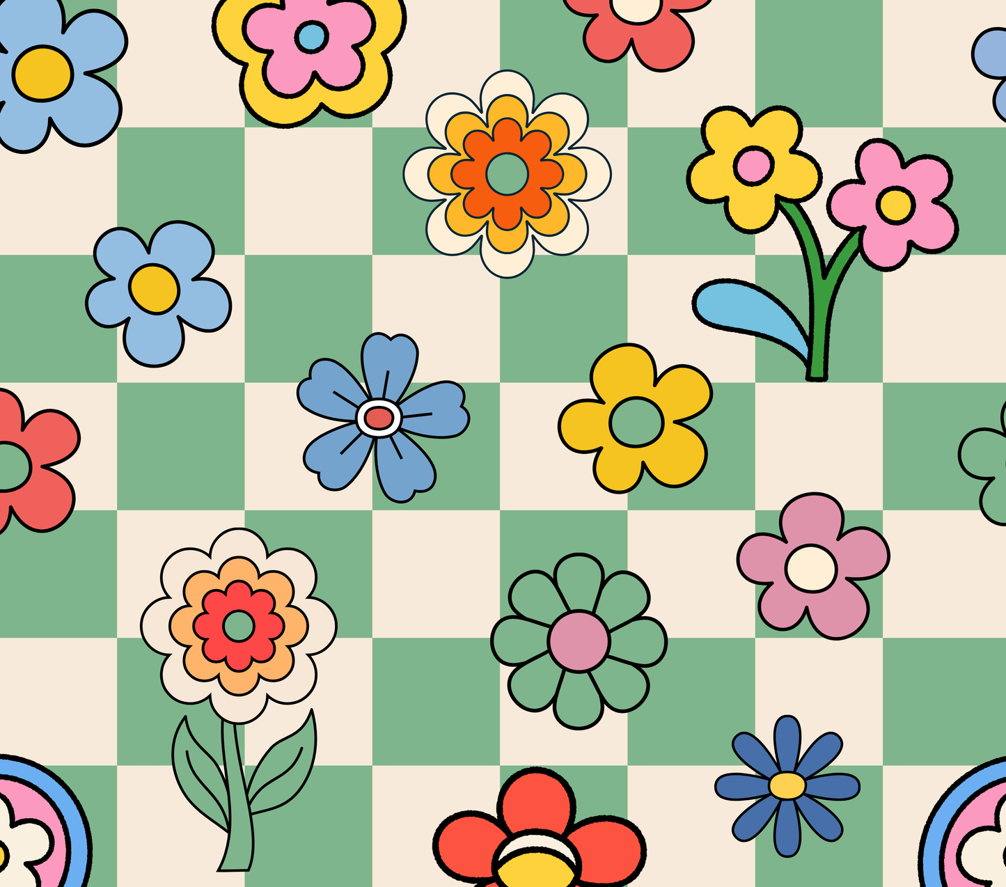 Flower Patch Checkers 4-in-1 Can Cooler Cup