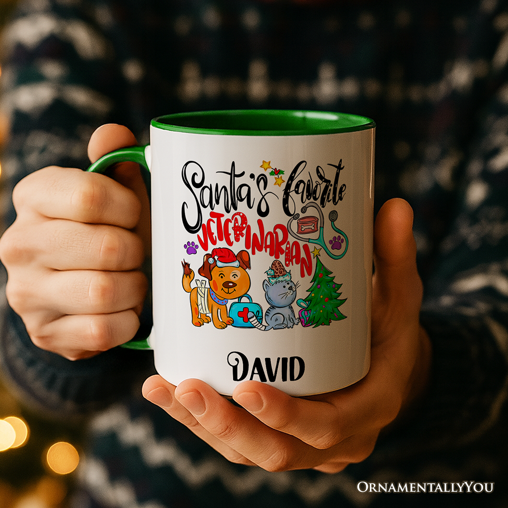 Santa's Favorite Veterinarian Personalized Mug, Veterinary Appreciation Gift with Custom Name