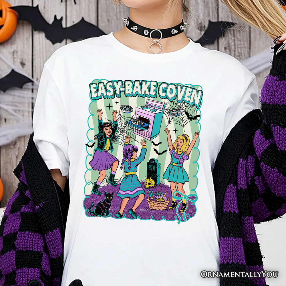 Retro Easy-Bake Coven Horror Movie T-Shirt, Funny Retro Witch Halloween Tee